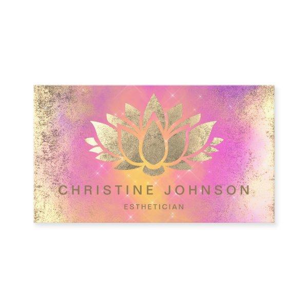 faux gold foil lotus on purple cloud