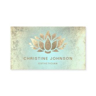 faux gold foil lotus on turquoise gradient