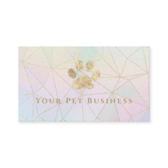 faux gold foil paw print on geometric pattern