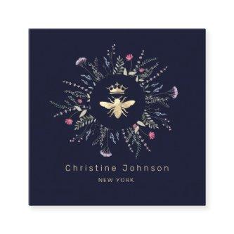 faux gold foil Queen Bee wildflowers frame Square