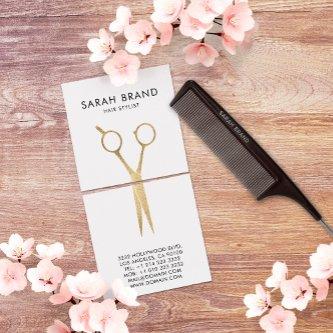 Faux Gold Foil Scissors Hair Stylist Square