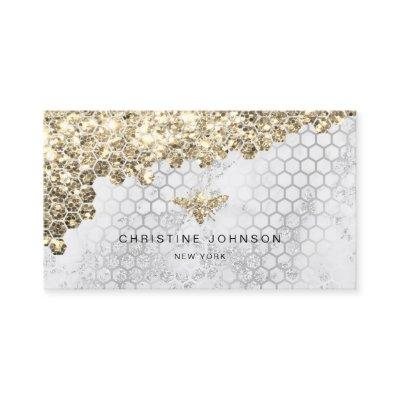 faux gold glitter bee on grey