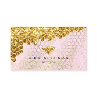 faux gold glitter bee on pink design