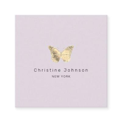 faux gold glitter butterfly on lavender square