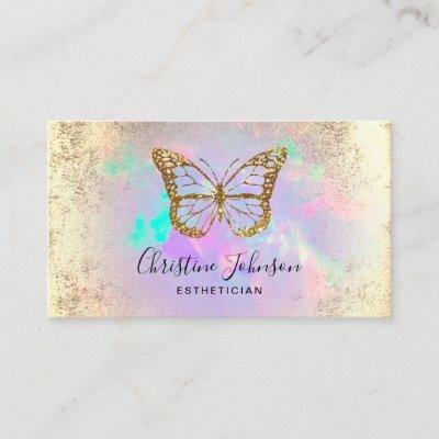 faux gold glitter butterfly on opal gemstone