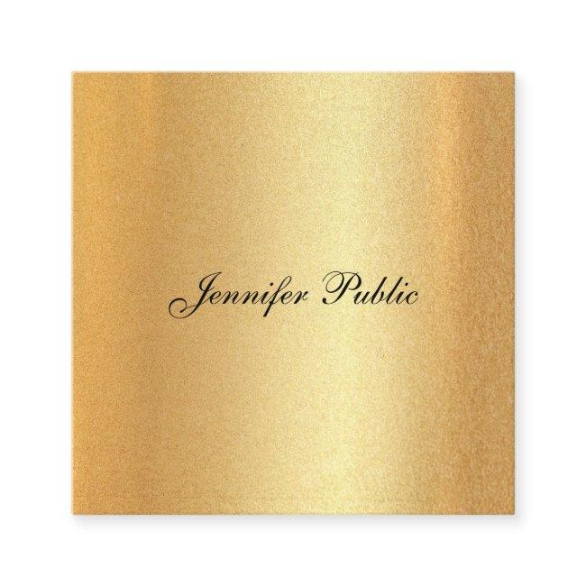 Faux Gold Glitter Elegant Hand Script Calligraphy Square