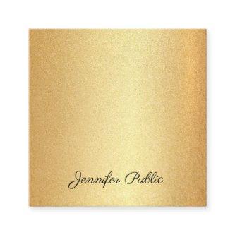 Faux Gold Glitter Hand Script Text Calligraphy Top Square