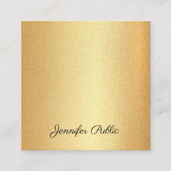 Faux Gold Glitter Hand Script Text Calligraphy Top Square