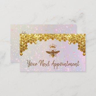 faux gold glitter Queen Bee appointment card