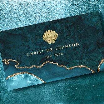 faux gold glitter seashell design