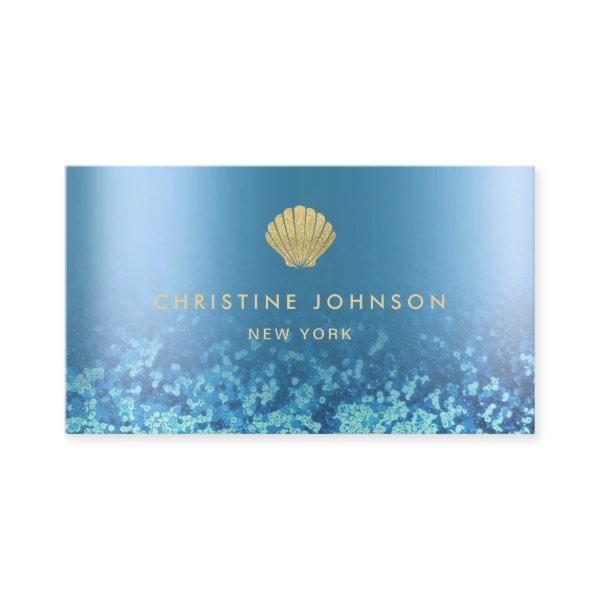 faux gold glitter seashell logo