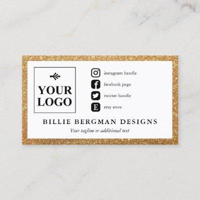 Faux Gold Glitter Social Media Icons with Logo