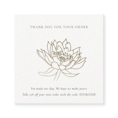 FAUX GOLD LOTUS FLORAL LOGO SHOPPING THANK YOU SQUARE