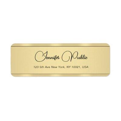 Faux Gold Modern Elegant Typography Return Address Label