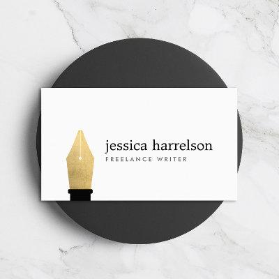 Faux Gold Pen Nib Logo for Writers, Authors