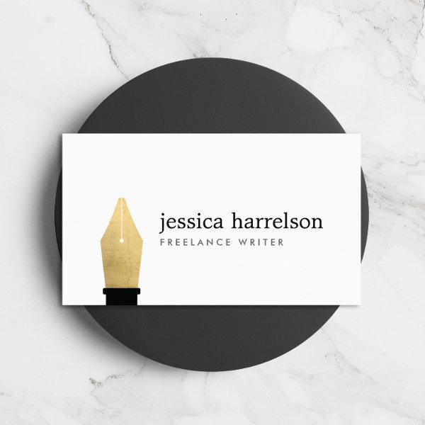 Faux Gold Pen Nib Logo for Writers, Authors