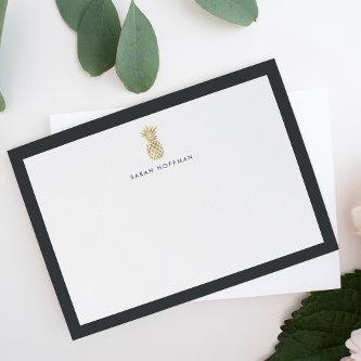 Faux Gold Pineapple | Personalized Stationery Card