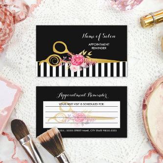 Faux Gold Scissors Pink Floral Hair Appointment
