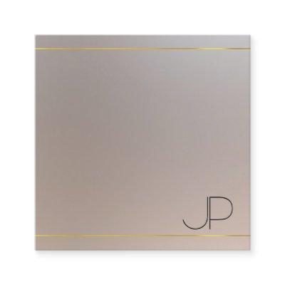 Faux Gold Silver Monogrammed Modern Elegant Square