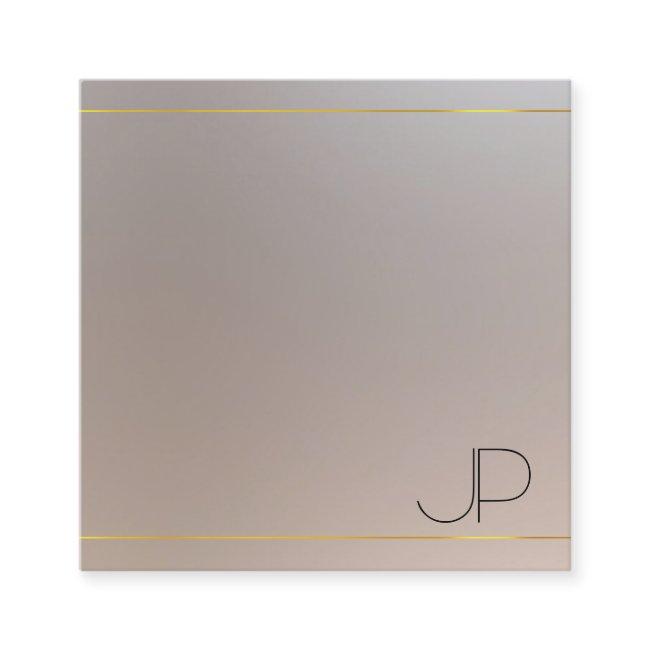 Faux Gold Silver Monogrammed Modern Elegant Square