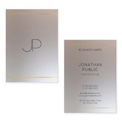 Faux Gold Silver Monogrammed Modern Template