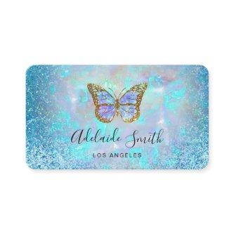 FAUX holographic blue glitter butterfly