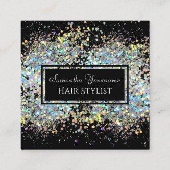 Faux Holographic Glitter Hair Stylist Square