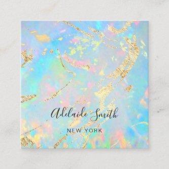 FAUX holographic opal stone texture background Square