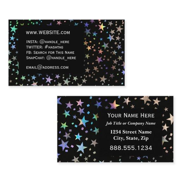Faux Holographic Rainbow Stars Professional Black