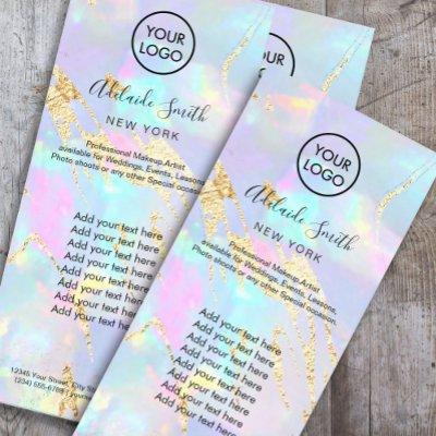 faux iridescent opal rack card