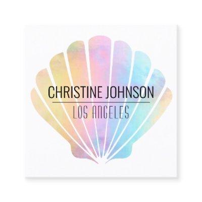faux iridescent seashell square