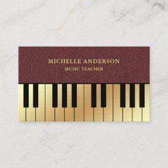 Faux Leather Gold Piano Keyboard Teacher Pianist