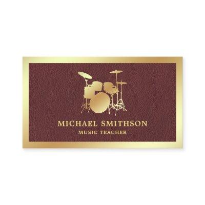 Faux Leather Music Teacher Gold Drum Kit Drummer