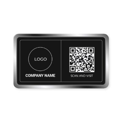 Faux metallic frame with logo and code
