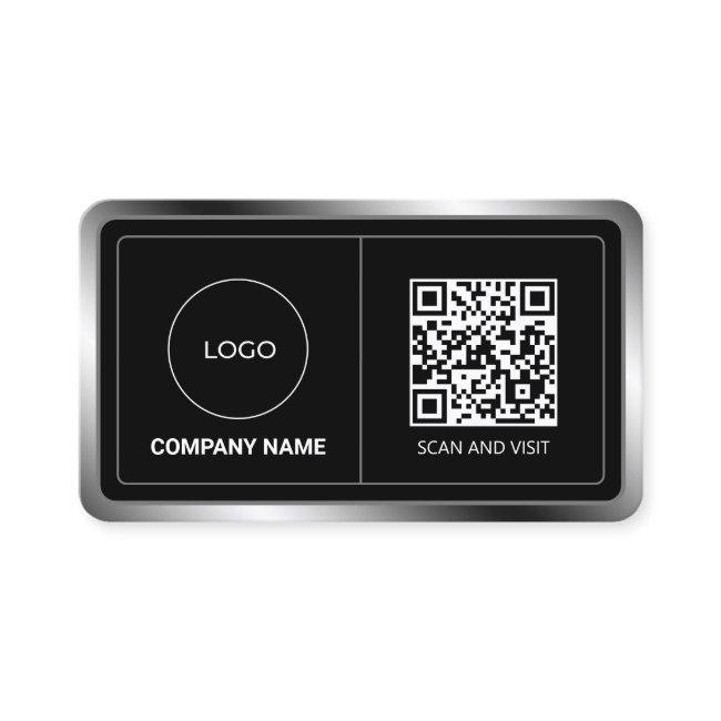 Faux metallic frame with logo and code