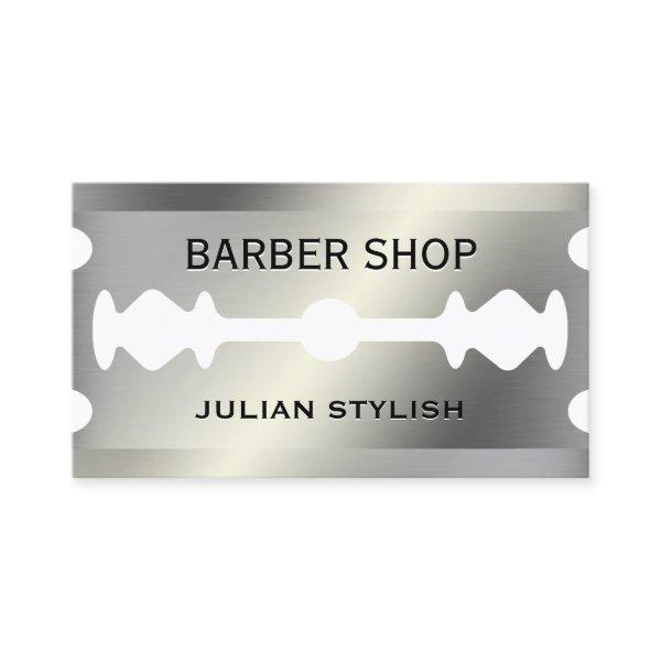 Faux metallic razor blade looking