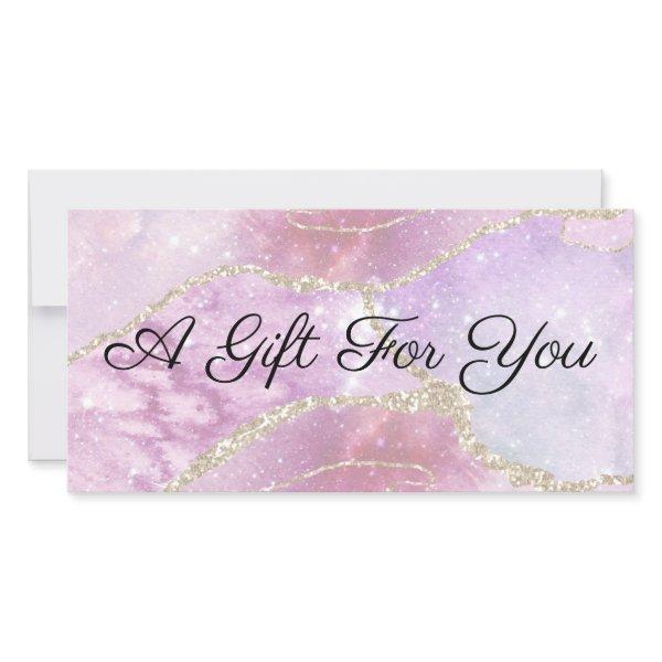 faux pearlescent effect gift certificate
