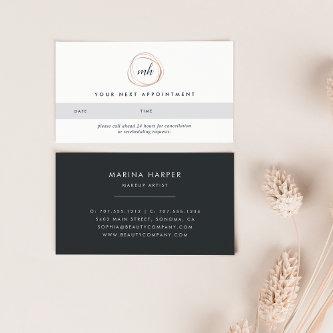 Faux Rose Gold Abstract Logo Appointment Cards