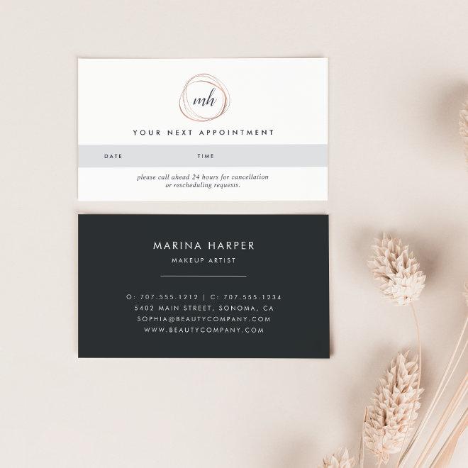 Faux Rose Gold Abstract Logo Appointment Cards