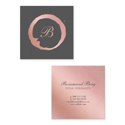 Faux Rose Gold Circle Monogram Square