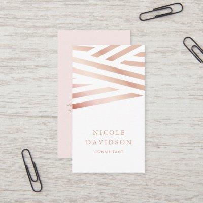 Faux Rose Gold Foil Abstract Stripes