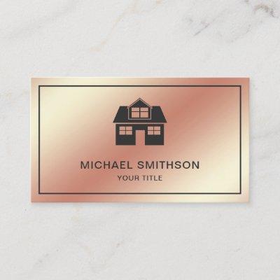 Faux Rose Gold Foil Home Icon Real Estate Agent