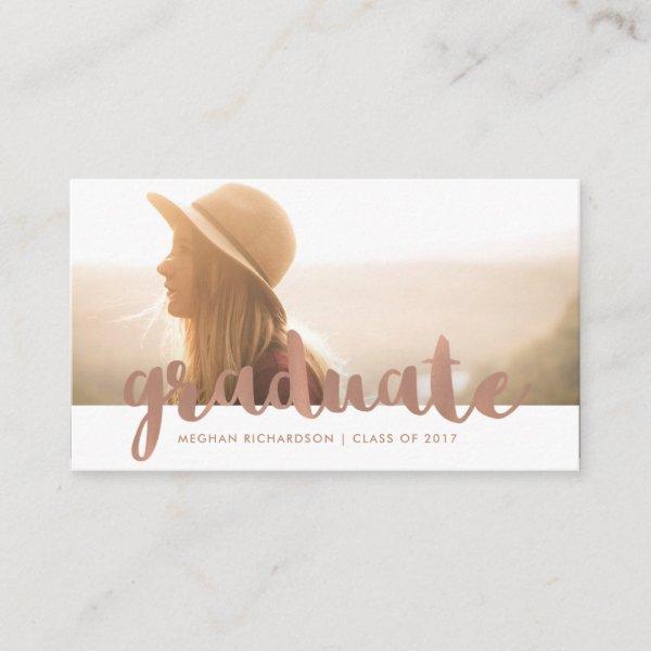 Faux Rose Gold Graduation Photo Insert Name Card