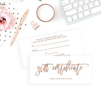 Faux Rose Gold Modern Script | Gift Certificate