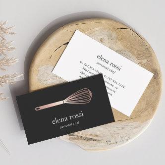 Faux Rose Gold Whisk Logo | Chef Catering Bakery