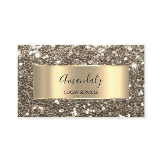 Faux Sepia Gold Frame Glitter QR Code Logo Busines