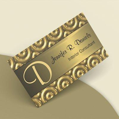 Faux Shiny Gold 3D Abstract Circles Mosaic Pattern