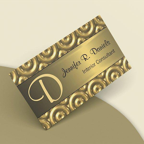Faux Shiny Gold 3D Abstract Circles Mosaic Pattern