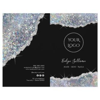 Faux silver glitter service menu brochure