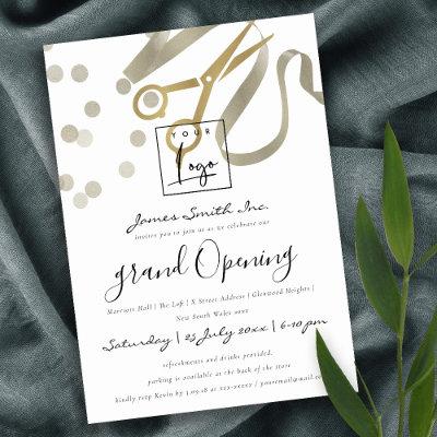 FAUX SILVER RIBBON CUTTING GRAND OPENING CEREMONY INVITATION